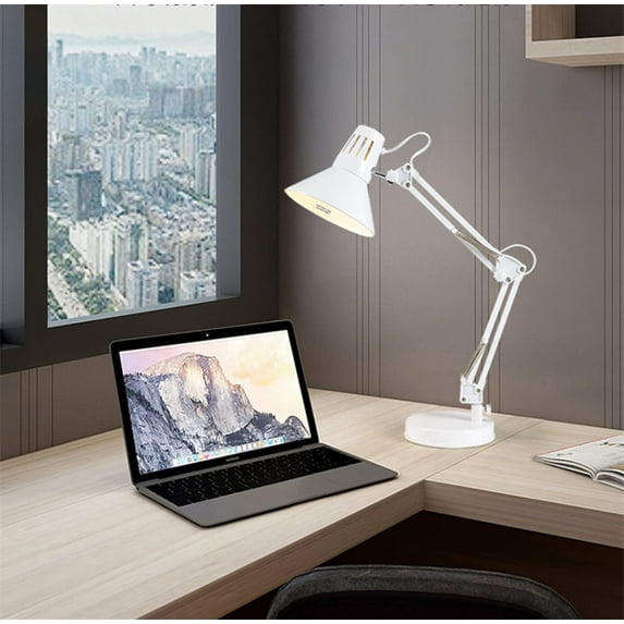 LINLIN LED Table Lamp, Metal Desk Lamp, Adjustable Goose Neck Swing Arm Table Lamp with Interchangeable Base Or Clamp for Bedroom, Study, Office, Table