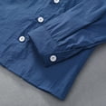 thumbnail image 6 of Boys Blue Long Sleeve Shirt Rayon Breathable Casual Button Down Relaxed Fit Mandarin Collar Everyday Top,Size 2 T, 6 of 9