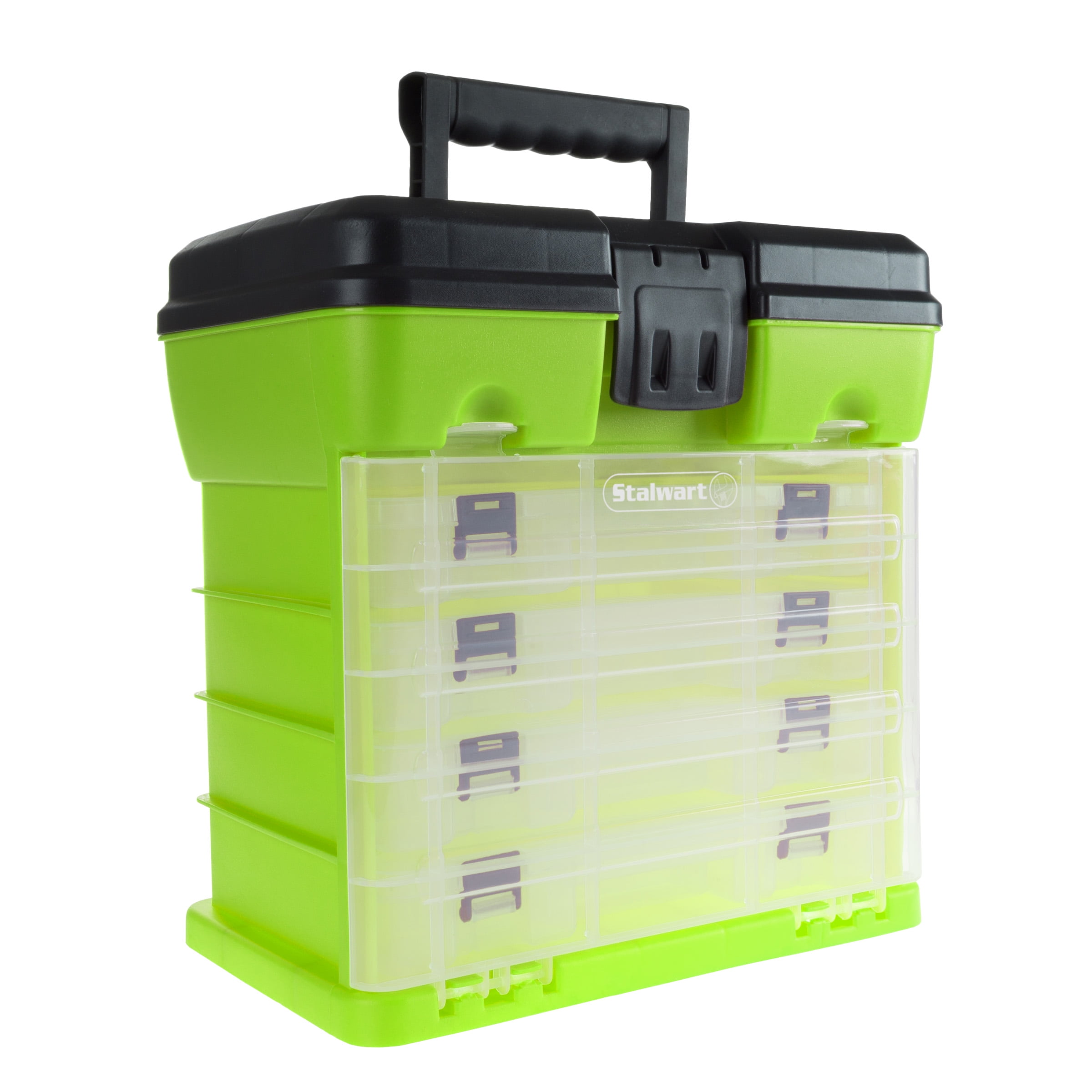 Stalwart Small Part Organizer Toolbox for Hardware, Tackle or Crafts, Green