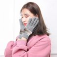 thumbnail image 3 of KAIYANG Guantes de invierno para deportes al aire libre, térmicos, cálidos, de punto, con pantalla táctil, resistentes al viento, para hombres y mujeres, color rosa y gris, 3 of 5