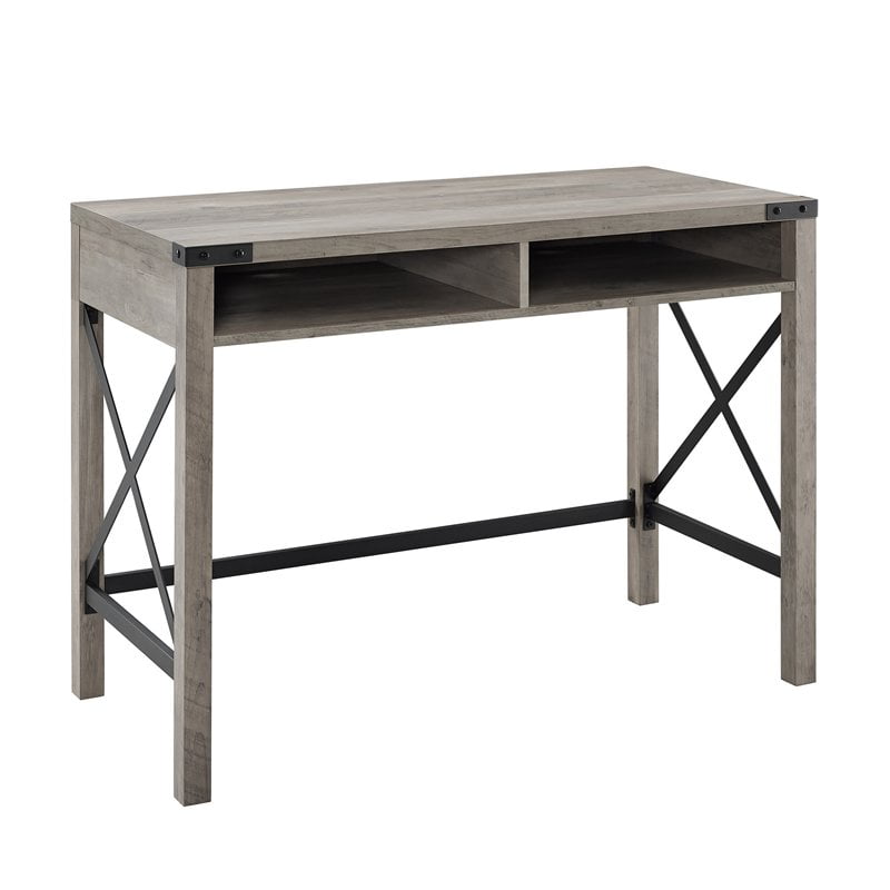 42" Farmhouse Metal & Wood Desk Grey Wash
