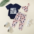 thumbnail image 2 of Okbabeha Baby Boy 3 Piece Easter Set, Short Sleeve Letter Print Romper + Elastic Waist Carrot Pants + Hat Infant Toddler Clothes Outfits, 2 of 8