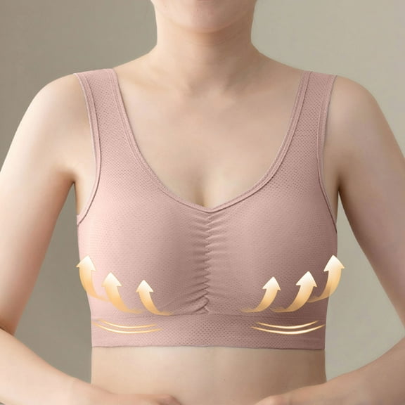 LLYWEY Women's Bras Wirefree Bras Women Ladies Racerback Bra Style-1310 Women's Plus Lift Bra Feature Adult Female Push up Sports Bras Coffee 44B