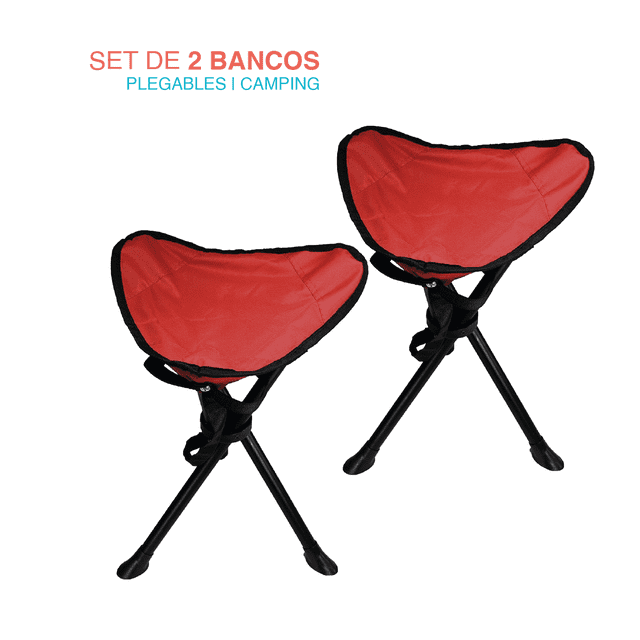 Set De 2 Bancos plegables portátil tipo taburete para playa y camping rojo 6.49 pulg Elly Decor SO-TTP