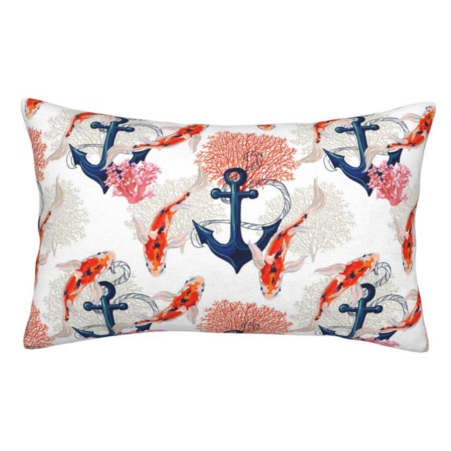 Fotbe Koi Fish And Corals Funda de Almohada Decorativa Estilo Occidental, Lujo en Algodón, Fundas para Almohadas King, Cojín Estampado para Decoración del Hogar-20"x30"