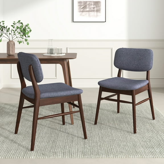 Horuto Upholstered Dining Chairs with Solid Wood Frame, Set of 2, Comfortable Kitchen & Dining Chairs, 300 lbs Capacity, Walnut & Charcoal