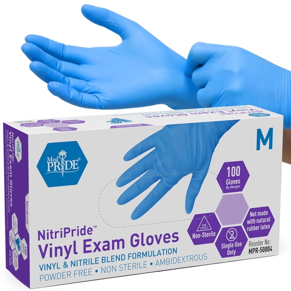 Guantes MED PRIDE mezcla de nitrilo y vinilo sin polvo talla mediana