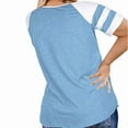 thumbnail image 3 of KBZDBZC Womens T Shirts Women's Plus Size Top Summer V Neck Raglan Sleeve T Shirt Pocket Womens Tops (Blue,L), 3 of 3