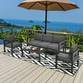 thumbnail image 2 of Costway Ensemble de Mobilier de Patio Extérieur 4 Pcs Ensemble de Canapé Sectionnel Table Basse, 2 of 10