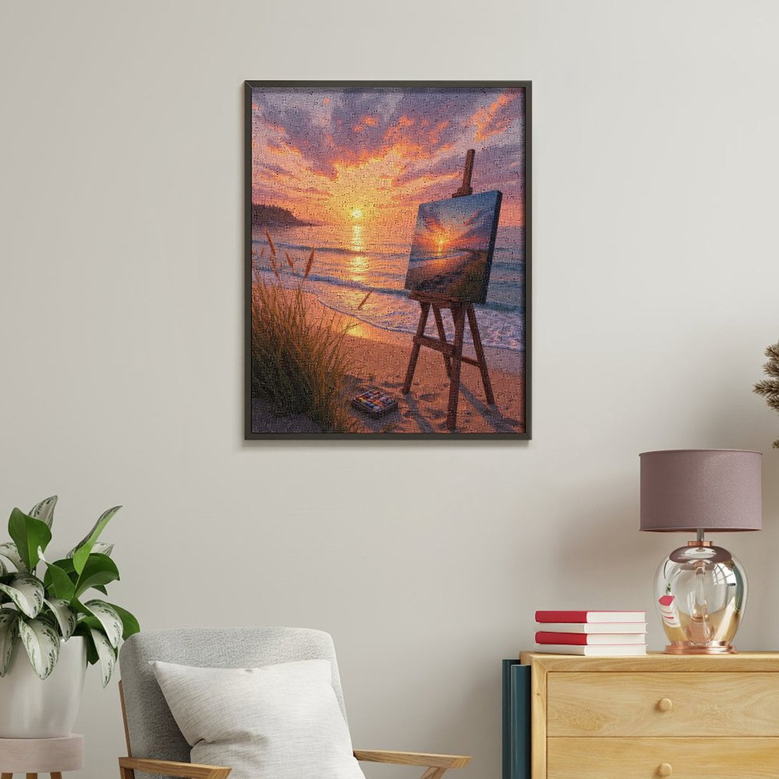 Paint By Numbers Kit for Adults Beginner - DIY Sunset Beach Painting Art Coast Canvas Painting Kits for Adults, Frameless Paint By Number for Adults for Home Wall Decor 16x20 Inch