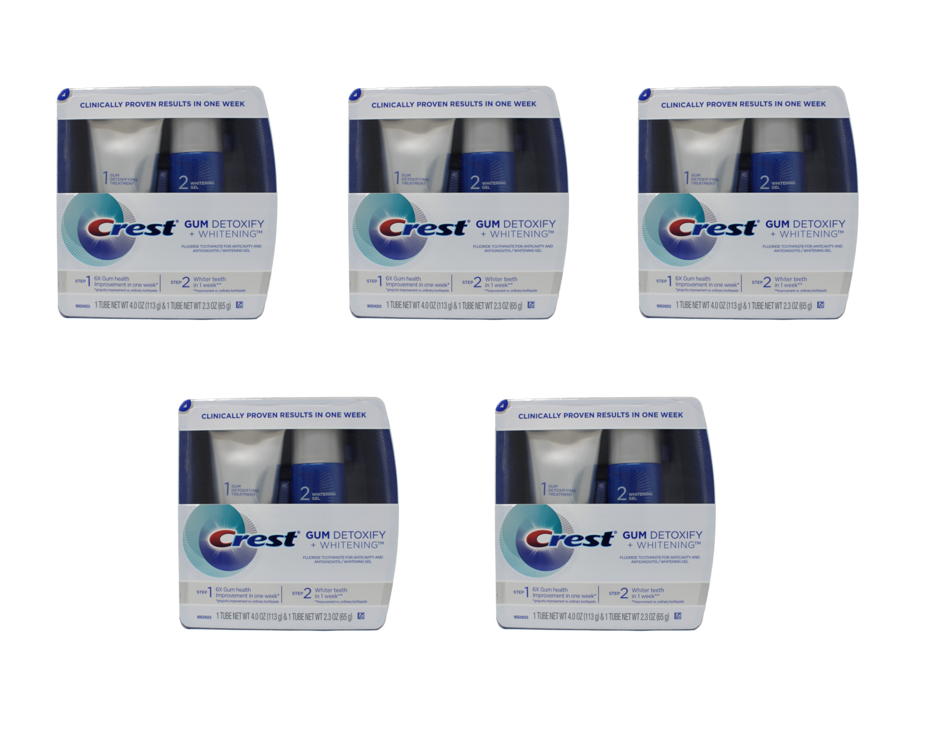 5 Pack Crest Gum Detoxify + Whitening 2 Step Toothpaste, 1 each