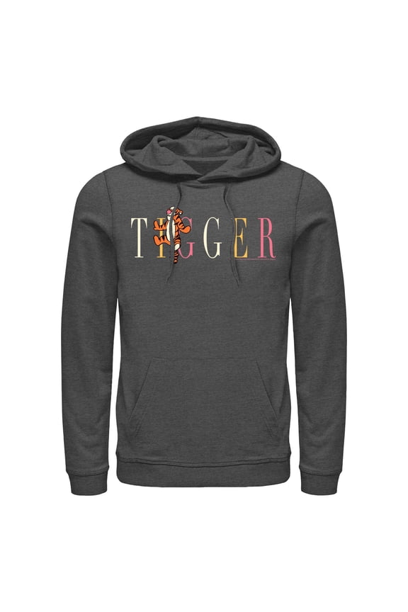 Men's Disney Winnie The Pooh Tigger Name Title Hoodie Color: Charcoal Heather Size: XXL