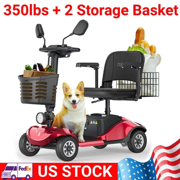 Paiseec Upgrade 4 Wheels Mobility Scooter with Removable Battery, Compact Heavy Duty Mobile for Travel, Foldable Powered Wheelchair for Adult, 350lbs