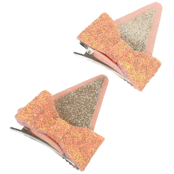 HONMEET 2-Pack Girls Cat Ear Hair Clips and Skin Tone Children's Hair Accessories Cute and