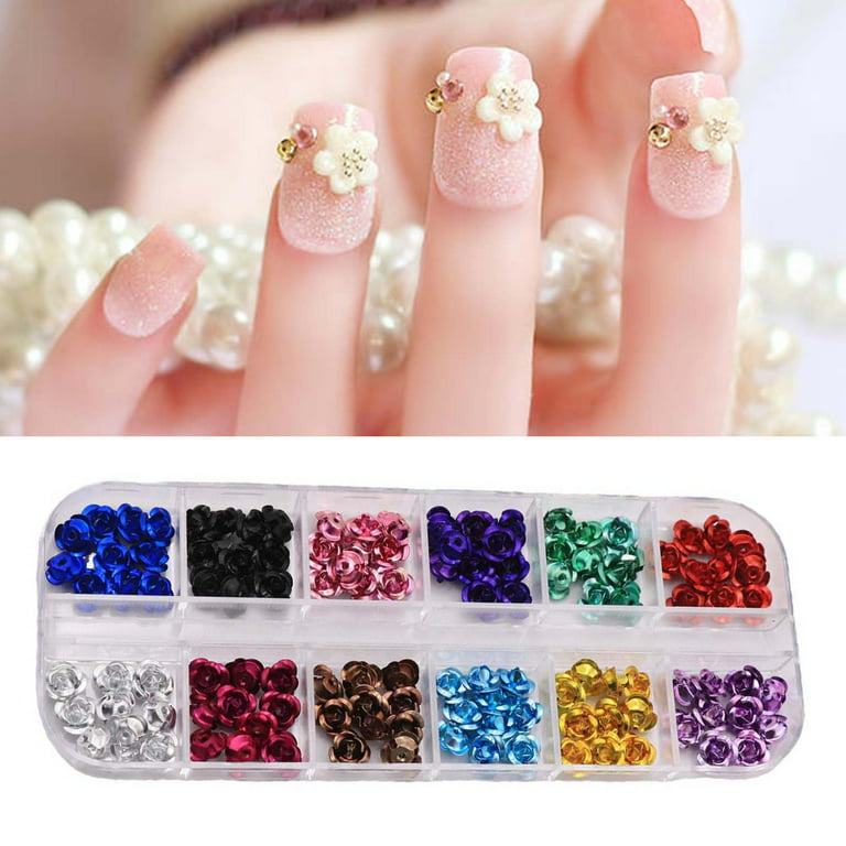 1 Box Flower Nail Art Anti-rust Anti-fall Novel 3D Metal Flower Nail Stud  for Nail Professional Nail Decoration with Gems for Nails Stud Foil for  Nails Art 