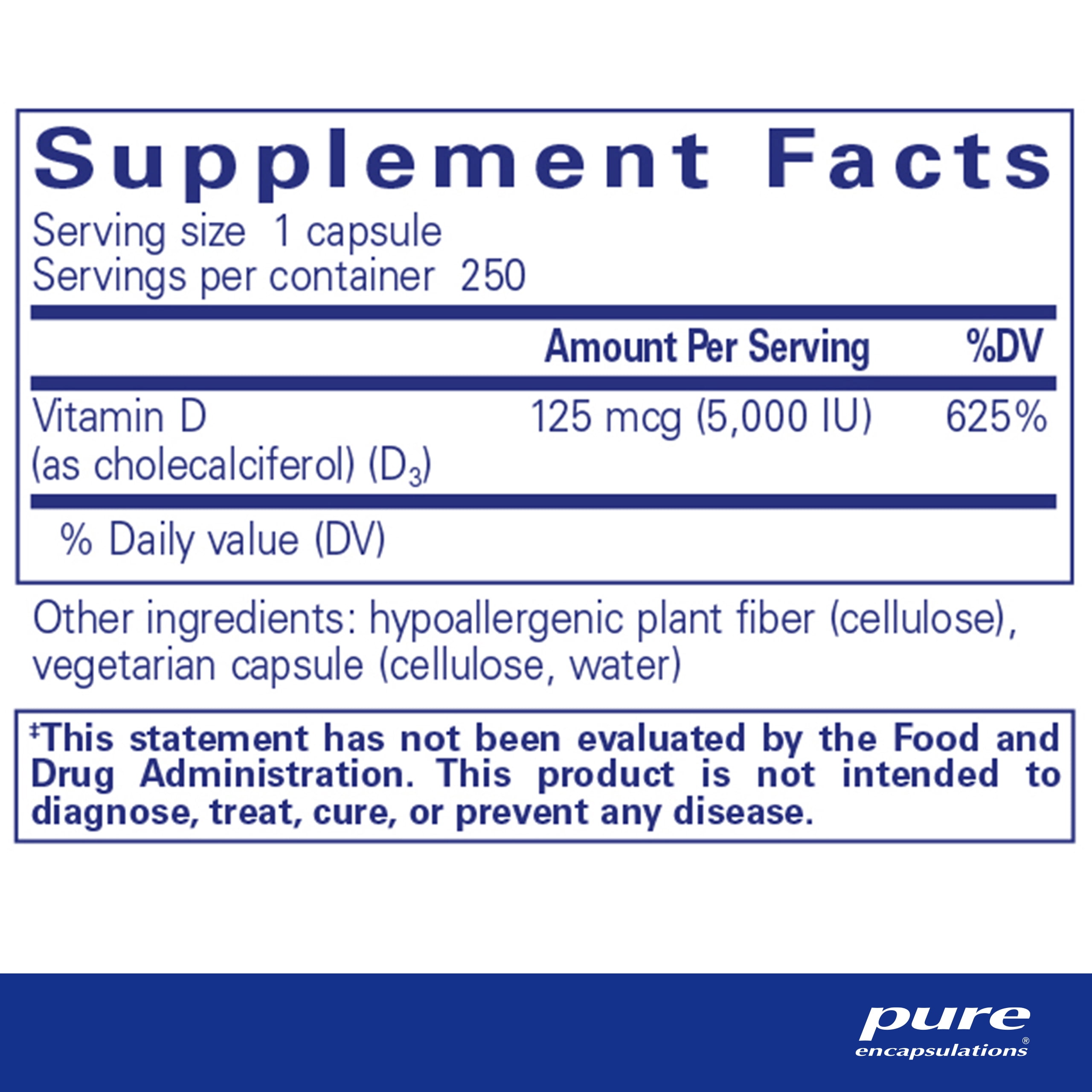 Buy Pure Encapsulations Vitamin D3 125 mcg (5,000 IU) Supplement to