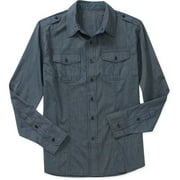 No Boundaries Men's Yarn Dye Plaid Woven Shirt