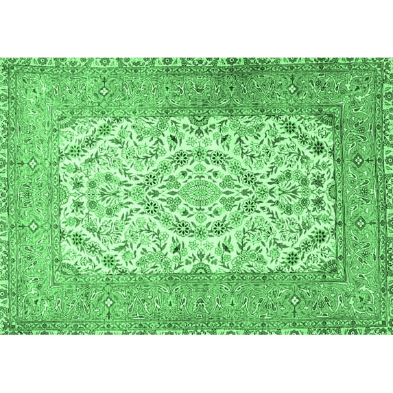 Ahgly Company Indoor Rectangle Persian Emerald Green Traditional Area Rugs, 6' x 9'