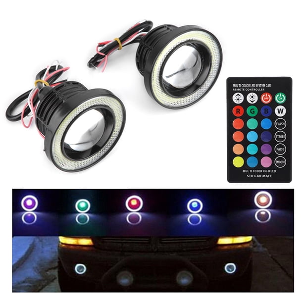 Lámpara antiniebla COB, lámpara antiniebla LED RGB de 30 W para automóvil, luz antiniebla tipo ojo de ángel, confiabilidad excepcional