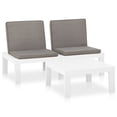 thumbnail image 2 of vidaXL 2 Piece Garden Lounge Set with Cushions Plastic White, 2 of 5