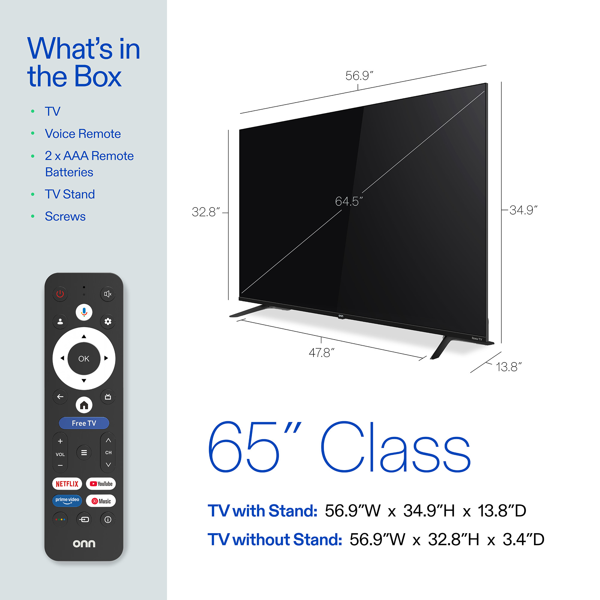 onn QLED 4K UHD Smart Google TV de 65", 65SQ4GSB1 7