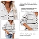 thumbnail image 5 of Blusa Manga Larga Cuello En V Patrón De Rayas Botón Cordón Con Capucha Tops Casuales Para Mujer, 5 of 6