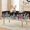 thumbnail image 3 of Christmas Tablecloth 60×84 Inch Rectangular, Winter Snowman House Christmas Trees Blue Washable Table Cover for Party Picnic Dinner Decor, 3 of 6