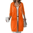 thumbnail image 2 of zaveiop Long Zip up Hoodie Women Casual Fleece Jacket Oversized Coat with Side Pockets 2025 Winter (Z1-Orange, S), 2 of 4