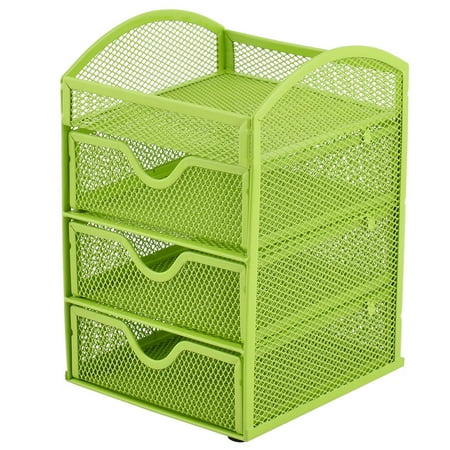 Office School Metal Mesh 3 Compartment Pen Holder Pencil Eraser