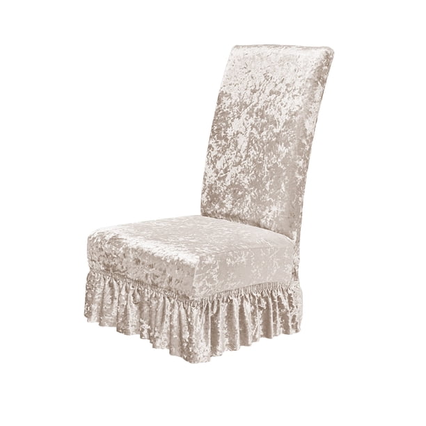 Cubiertas de Silla de Terciopelo para Sillas de Comedor Estirado con Falda 38-50x45-60cm, Cubierta de Sillas de Comedor de Tela Universal, Antideslizante, de Espalda Alta, para Casa, Hotel, Boda