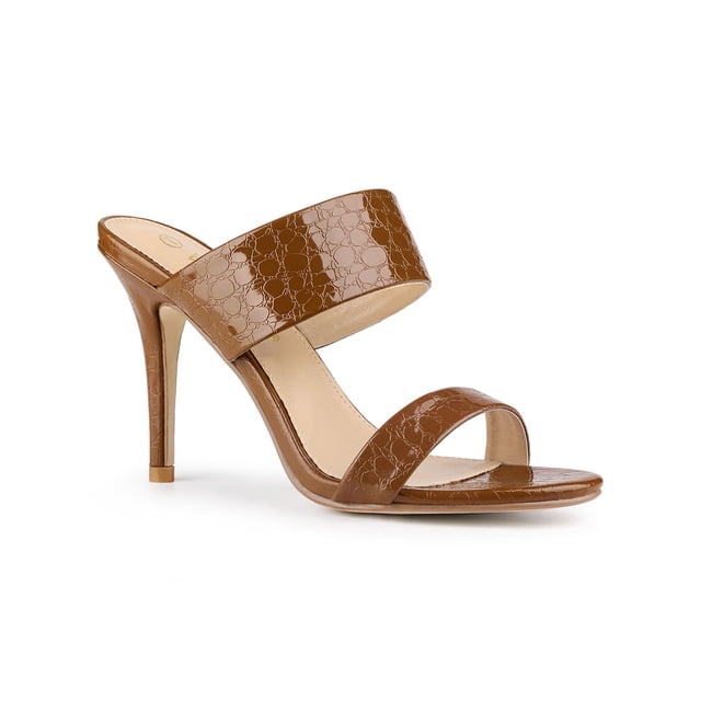 BLISSFUL STEP Women's Open Toe Stiletto Slide Heeled Sandals