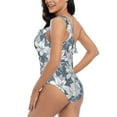 thumbnail image 5 of Yiaed Lilies Flowers Print Women One Piece Swimsuits Tummy Control One Shoulder Bathing Suits Pattern Ruffle Swimwear-Small, 5 of 8