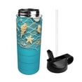 thumbnail image 2 of Sikiie Seashells And Fishing Net On Blue Wooden Table Print 18OZ Insulated Straw Cup, Portable Leak-proof Sports Water Bottle, Stainless Steel Water Cup Suitable for Home and Outdoor, 2 of 8