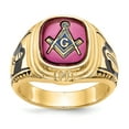thumbnail image 1 of 14K Yellow Gold Men's Synthetic Ruby Masonic Ring, 1 of 3