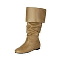 thumbnail image 4 of Mostsola Fold Over Slouchy Boots for Women Vintage Flat Booties Casual Pull on Mid Calf Boots, 4 of 8
