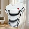 thumbnail image 4 of Aimik Women's Color Block Striped T-Shirt Summer Crew Neck Short Sleeve Slim Fit Top Casual Lightweight Crop Tee, 4 of 5