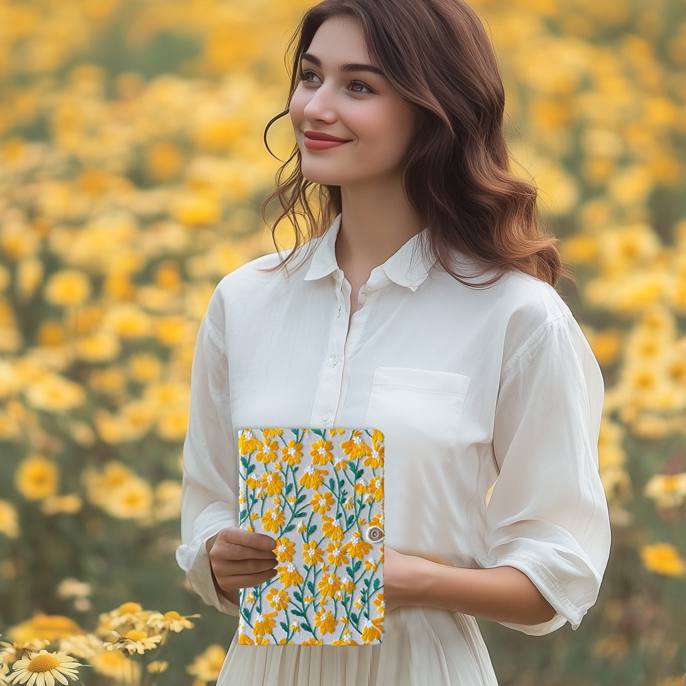 ipoul Daisy Gift, Flower Journal, Beautiful Journals for Women, Notebook 8"x6", Hardcover, Lay Flat, A5 Sketchbook, Yellow Daisy
