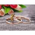 thumbnail image 2 of Imaginative Bridal Set 7mm Cushion Cut 2.55 Carat Champagne Diamond Moissanite Wedding Set Engagement Ring 10k Rose Gold Retro Vintage Floral Marquise Matching Band, 2 of 6