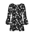 thumbnail image 5 of CYMMPU Tunic Tops 3/4 Sleeve Fall Trendy Shirts Loose Fit Spring Tops Button V Neck Flare Sleeve Flower Printed Blouses for Women Dressy Casual Empire Waist A Line T-Shirts Multicolor L, 5 of 5