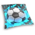 thumbnail image 3 of Soccer Ball Crash Velvet Plush Throw Pillow Cushion Case Cover - 20" x 20" - Invisible Zipper Home Decor Floral for Couch Sofa No Pillow Insert, 3 of 5
