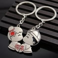 thumbnail image 2 of OPOLSKI 1 Pair Key Chain Cartoon Decorating 3D Effect Zinc Alloy Lovers Gift Wedding Favors Keyring A, 2 of 8