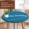thumbnail image 4 of Lake Blue Birthday Round Tablecloth, Fitted Table Cover with Elastic for 45"-54" Round Tables, Colorful Confetti Ribbons Polka Dots Classroom Table Cloth Outdoor Dinning Party Waterproof Tablecloths, 4 of 7