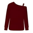 thumbnail image 5 of BLVB Off Shoulder Tops for Women 2024 Casual Loose Long Sleeve Fall Shirts Solid Color Ladies Pullover Blouse, 5 of 5
