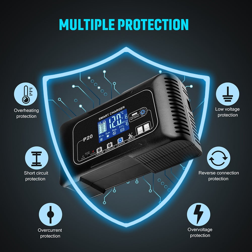 20 Amp Lithium Battery Charger 12V/24V Lifepo4 Lead-Acid(Agm/Gel/Sla) Maintainer by Coconut Ok