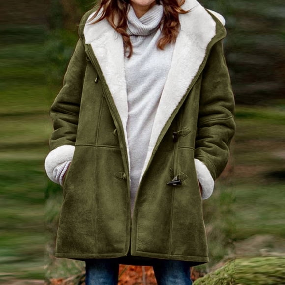 Manteau Long en Cuir Munlar Femme-Hiver Grande Taille Uni Plus Velours Manches Longues Fermeture à Brandebourg Poche Pardessus Manteaux de Maternité Vestes et Gilets Liquidation
