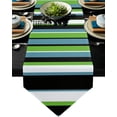 thumbnail image 2 of Stripes Irregular Green Blue White Table Runner Tablecloth Placemat Table Mat For Home Textile Wedding Party Decoration Supplies, 2 of 5