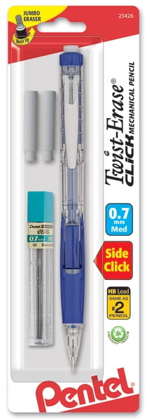 4 count Slide up Eraser #2 Pencil Quick Click 0.7 Mechanical Pencils Color Variety