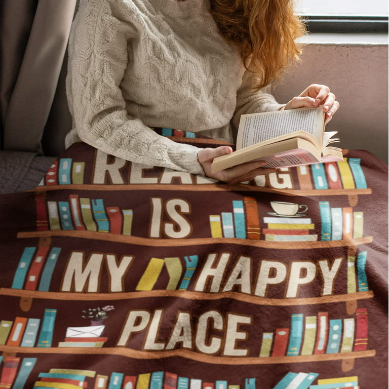 Great Choice Products Book Lovers Gifts Blanket for Women-Gifts for Book Lovers-Librarian Gifts-60' x 50' Reading Blanket for Book Lovers on B