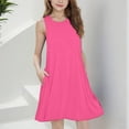 thumbnail image 4 of Spazoro Little and Big Girls Dresses, Sleeveless Solid Color Waist Cinched Round Neck Stretchy Dresses for Girls Pink Size 12 T, 4 of 9