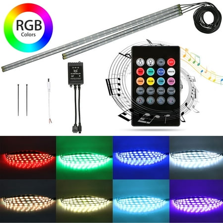 - 4-pack LED Neon Under Car Tube Glow Decorative Lights Lamp Kit Strip Underbody System Waterproof